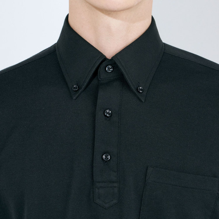 ＪＰコンフォート ネイビー 【半袖】【JOHN PEARSt navy】【ノーアイロンE comfor】ボタンダウンビズポロシャツ プルオーバータイプ/ブラック/ULTRA MOVE/ニット素材 黒