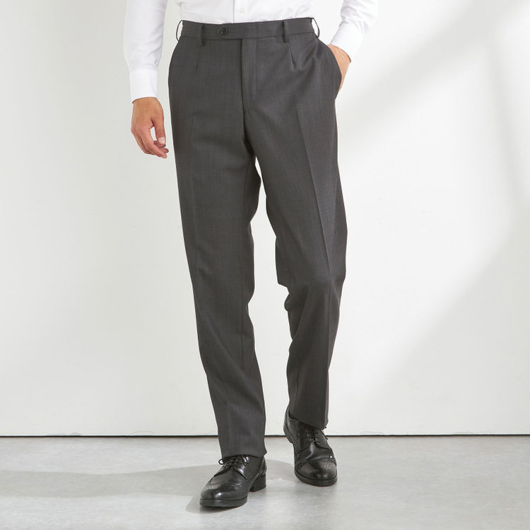 ＫＡＮＳＡＩＭＡＮ 【KANSAIMAN collection】【秋冬】2釦シングルスーツ ショートタック/グレー×シャドーストライプ/ULTRA MOVE/※裾上げ必要 グレー中間
