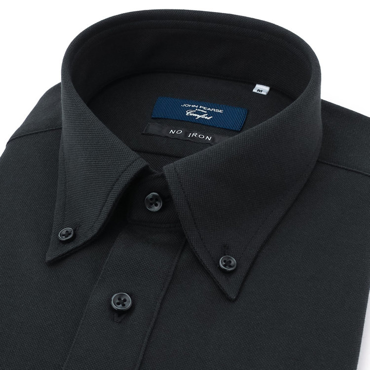 ＪＰコンフォート ネイビー 【半袖】【JOHN PEARSt navy】【ノーアイロンE comfor】ボタンダウンビズポロシャツ プルオーバータイプ/ブラック/ULTRA MOVE/ニット素材 黒