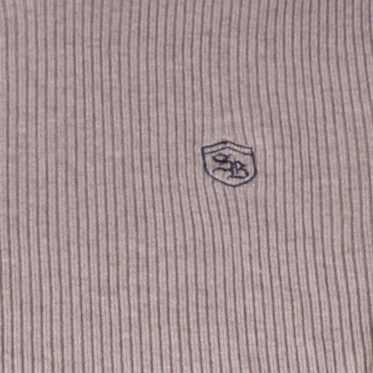 スタンリーブラッカ 【stanley blacker new york】胸刺繍モックネックリブニットセーター/ベージュ ベージュ系(薄茶)