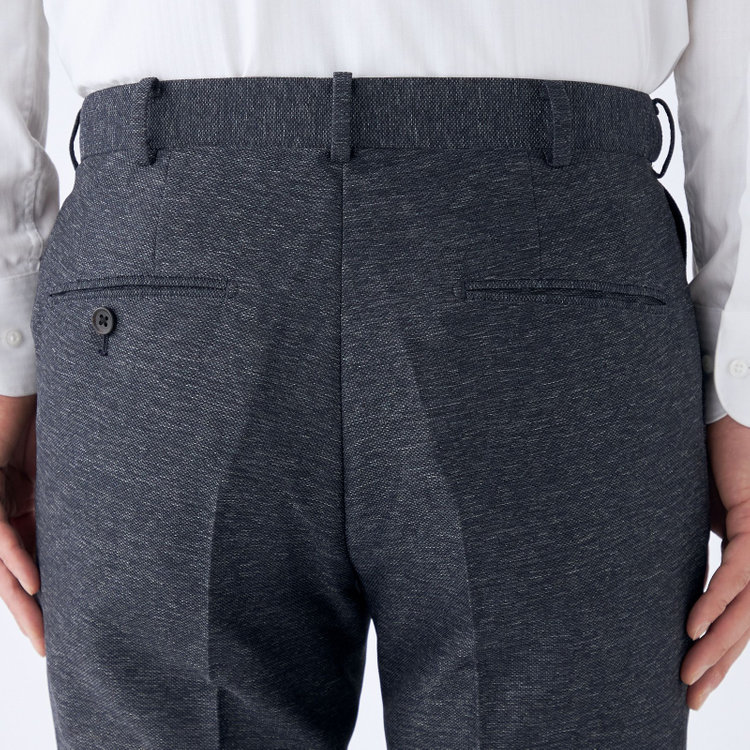 ＪＰ コンフォート 【JOHN PEARSE comfort navy】【春夏】機能性ポリエステル ショートタックパンツ/ネイビー/ウエストムーブ仕様/ULTRA MOVE/※裾上げ必要 紺中間