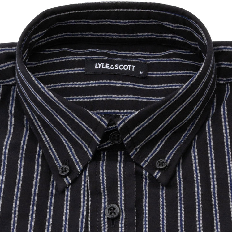 ライル＆スコット 【LYLE&SCOTT】ボタンカジュアルシャツ/ダークネイビー×ストライプ 紺中間