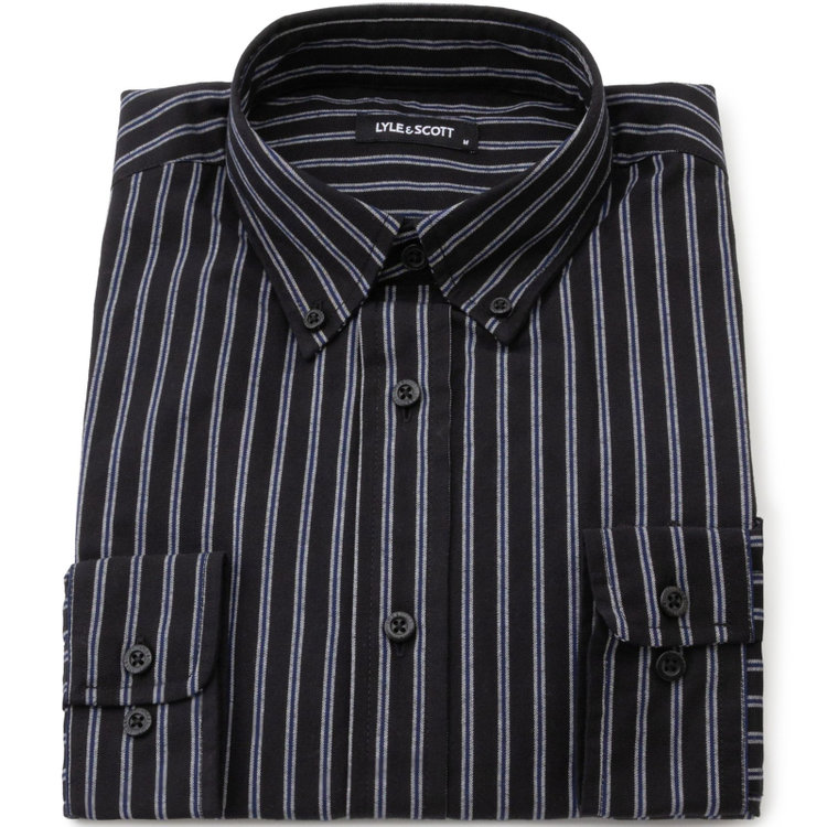 ライル＆スコット 【LYLE&SCOTT】ボタンカジュアルシャツ/ダークネイビー×ストライプ 紺中間