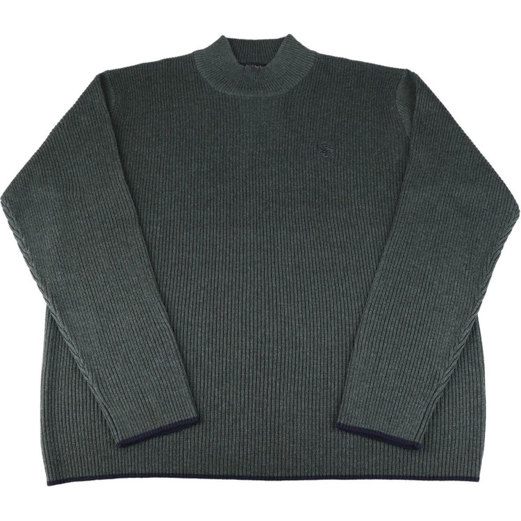 スタンリーブラッカ 【stanley blacker new york】胸刺繍モックネックリブニットセーター/グリーン グリーン(緑)