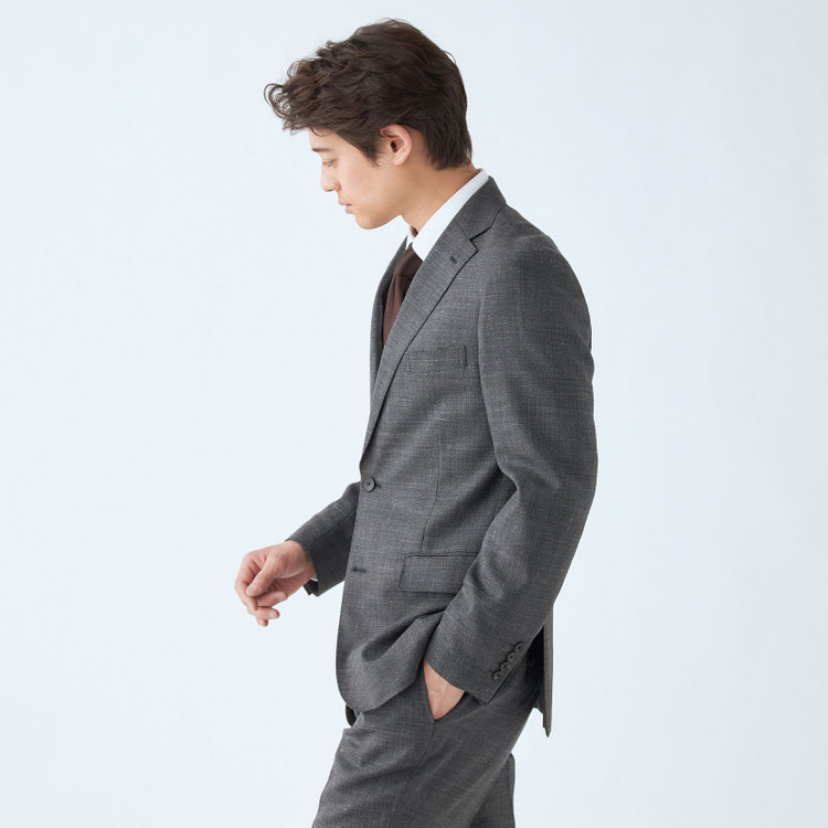 ＪＰ コンフォート 【JOHN PEARSE comfort】【春夏】2釦シングルスーツ ショートタック/グレー/REAL GRAY COLLECTION/NEW ZEALAND WOOLSHOWER CLEAN/SustainaBee Wool/※裾上げ必要 グレー濃色