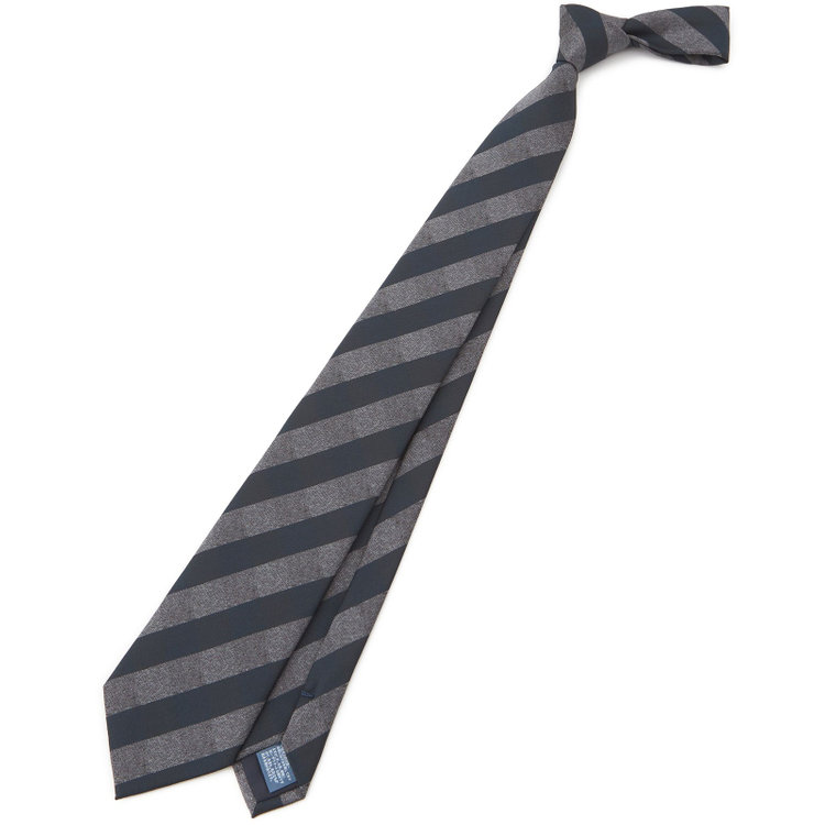 【JOHN PEARSE White】シルクポリエステルストライプ柄ネクタイ/8.0㎝幅/グレー