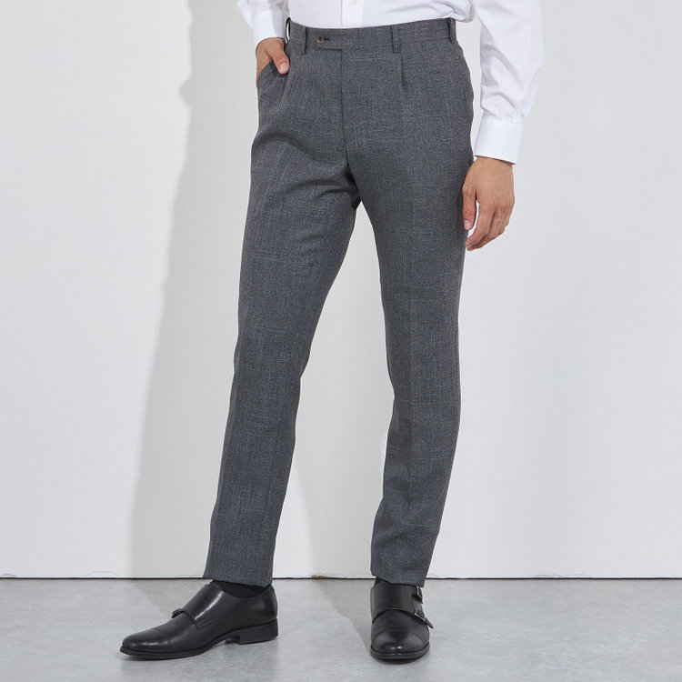 【JOHN PEARSE comfort navy】【秋冬】1タックパンツ/グレー/ウエストムーブ仕様/ULTRA MOVE/※裾上げ必要