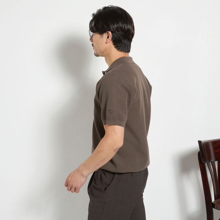 スタンリーブラッカ 【stanley blacker new york】【半袖】ガーターニットポロ/ブラウン 茶中間