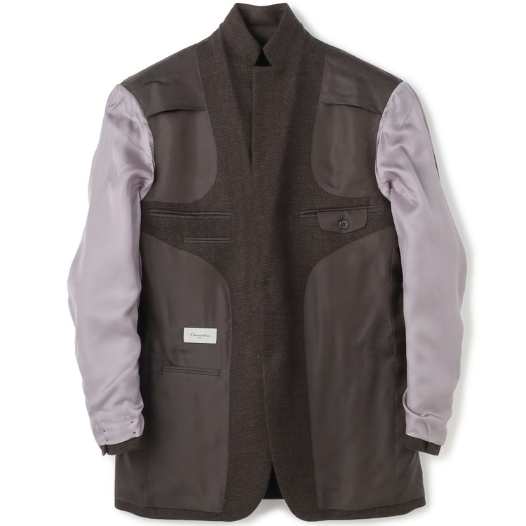 ドナートヴィンチ 【Donato Vinci Italy】【秋冬】ウール2釦シングルジャケット/ブラウン&ブラック×ハウンドトゥース/本水牛釦/Premium Quality JAPAN BISHU 茶濃色