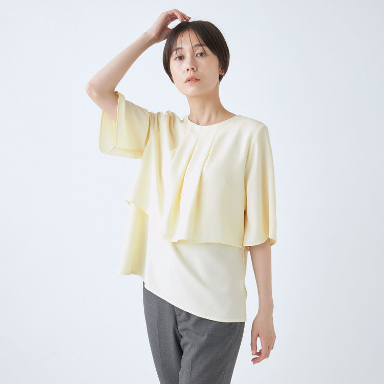 ナチュラル　ビューティー 【NATURAL BEAUTY】ケープ風ブラウス/イエロー 黄中間