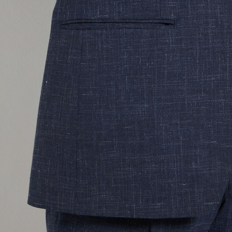 スタンリーブラッカ 【stanley blacker new york】【春夏】3釦段返りジャケット/ネイビー×スラブ 紺中間