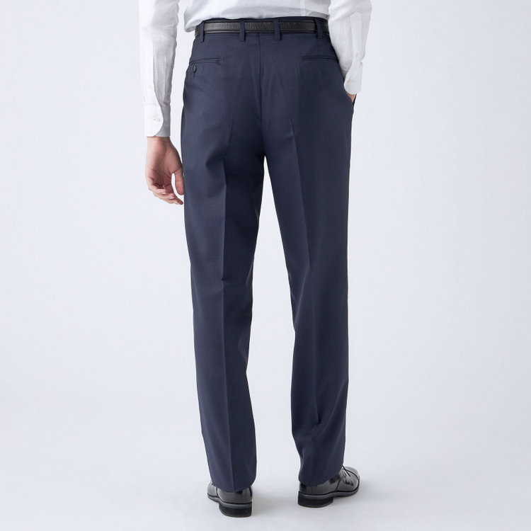 ソノタ（KONAKA用） 【L.O.X】【大きいサイズ】【秋冬】ウールブレンド 1タックパンツスラックス/ネイビー×ウィンドペン/ウエストアジャスター仕様/※裾上げ必要 紺濃色