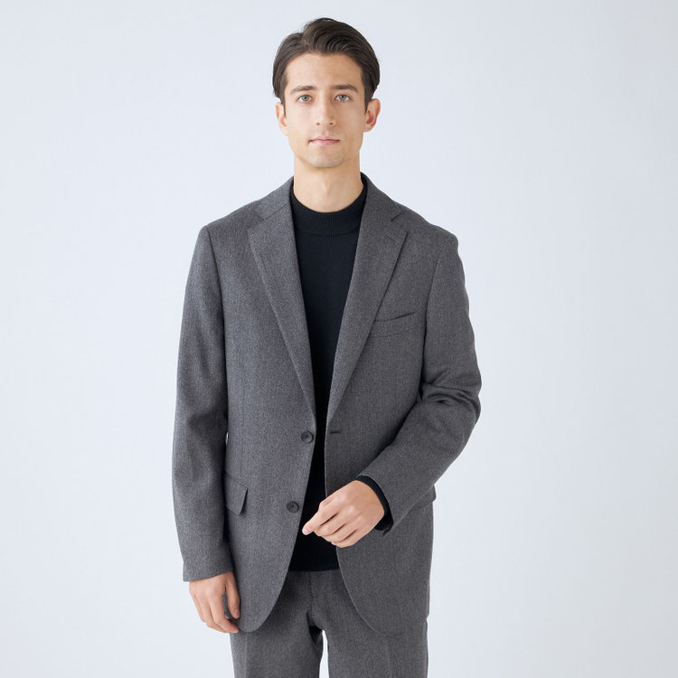 ＪＰ コンフォート 【THE 神 SUIT】【JOHN PEARSE comfort】【秋冬】2釦シングルスーツ ショートタック/グレー/ウエストムーブ/REDA ACTIVE/NEW ZEALAND MERINO/SHOWER CLEAN/※裾上げ必要 グレー中間