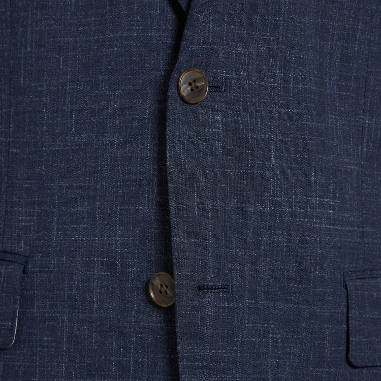 スタンリーブラッカ 【stanley blacker new york】【春夏】3釦段返りジャケット/ネイビー×スラブ 紺中間