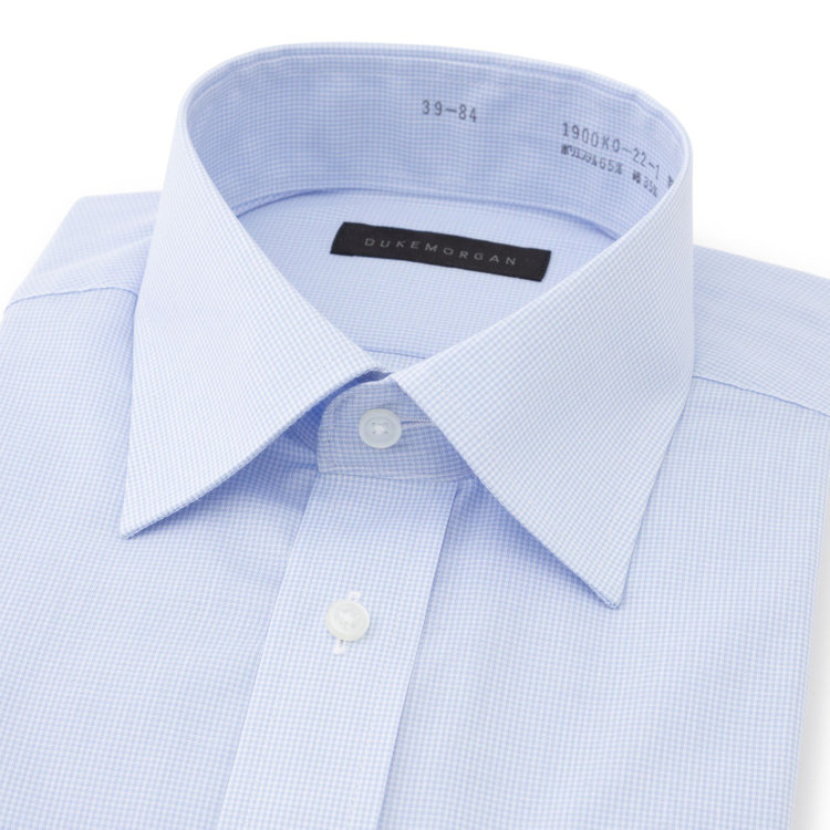 ＤＵＫＥ ＭＯＲＧＡ 【DUKEMORGAN】【形態安定】ワイドカラードレスシャツ/ブルー＆ホワイト×チェック ブルー系(青)