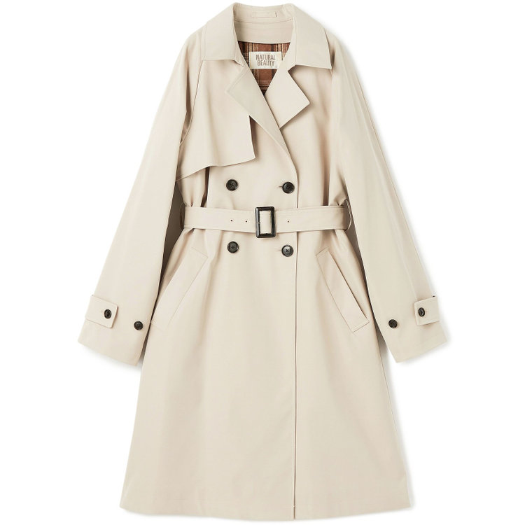 ナチュラル　ビューティー 【NATURAL BEAUTY】ダブルトレンチベルテッドコート/ベージュ 茶淡色