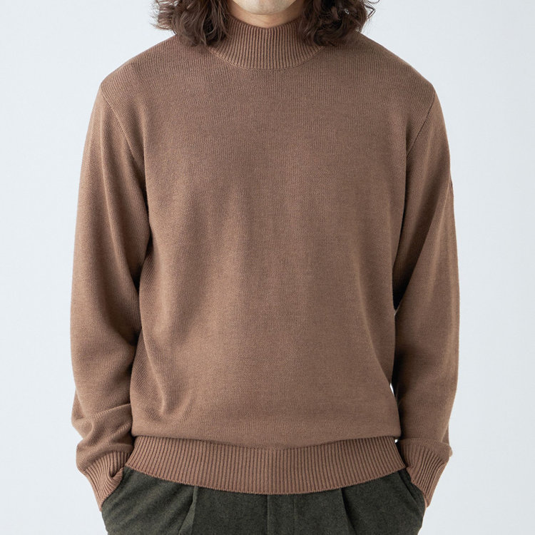 スタンリーブラッカ 【stanley blacker new york】【秋冬】モックネックニット/ブラウン 茶淡色