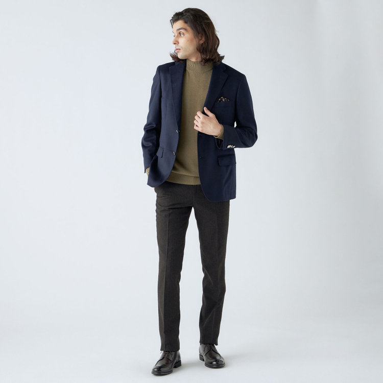 スタンリーブラッカ 【stanley blacker new york】【秋冬】2釦シングルミルドフィニッシュ紺ブレザー/ネイビー 紺濃色