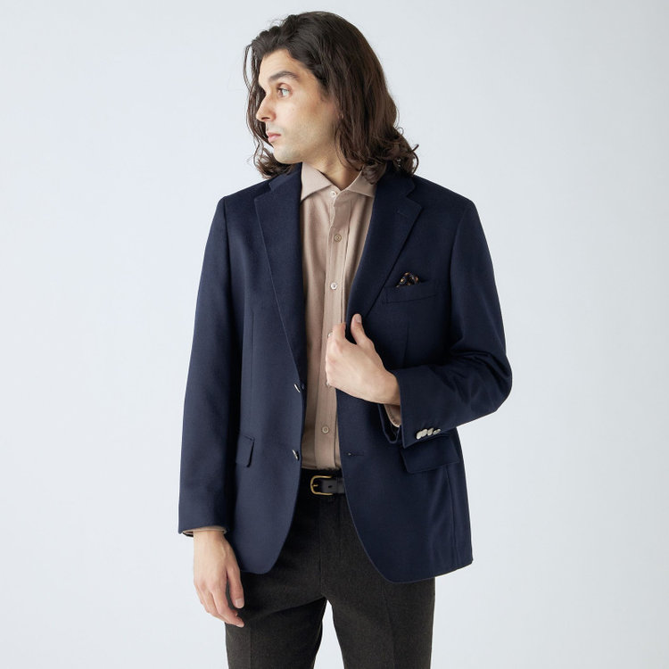 スタンリーブラッカ 【stanley blacker new york】【秋冬】2釦シングルミルドフィニッシュ紺ブレザー/ネイビー 紺濃色