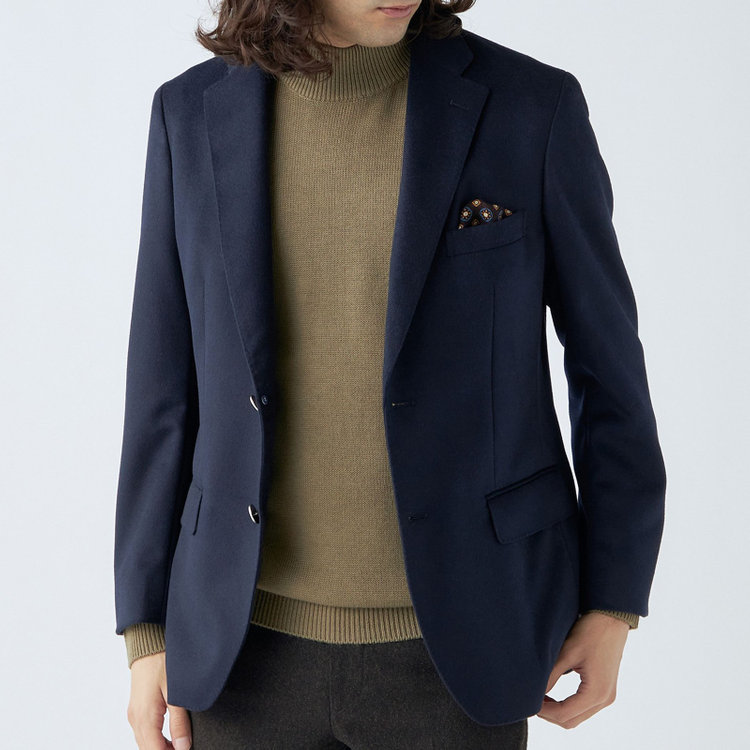 スタンリーブラッカ 【stanley blacker new york】【秋冬】2釦シングルミルドフィニッシュ紺ブレザー/ネイビー 紺濃色