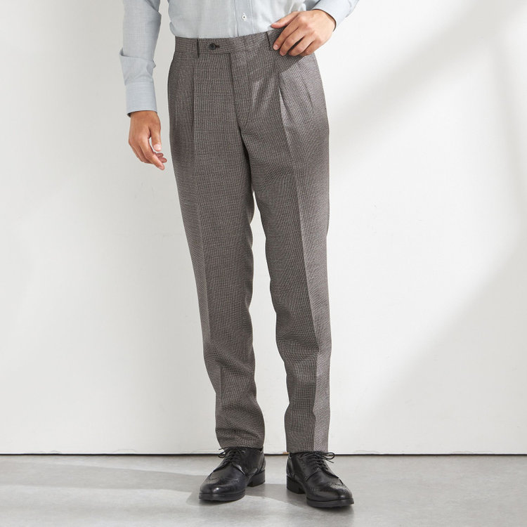 ドナートヴィンチ 【Donato Vinci Italy CLASSICO】【秋冬】3釦段返りスーツ 2タック/ブラウン×ハウンドトゥース/REAL BROWN COLLECTION/NEW ZEALAND LIMITED WOOL/※裾上げ必要 茶中間