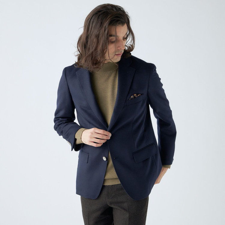 スタンリーブラッカ 【stanley blacker new york】【秋冬】2釦シングルミルドフィニッシュ紺ブレザー/ネイビー 紺濃色