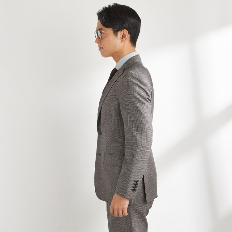 ドナートヴィンチ 【Donato Vinci Italy CLASSICO】【秋冬】3釦段返りスーツ 2タック/ブラウン×ハウンドトゥース/REAL BROWN COLLECTION/NEW ZEALAND LIMITED WOOL/※裾上げ必要 茶中間