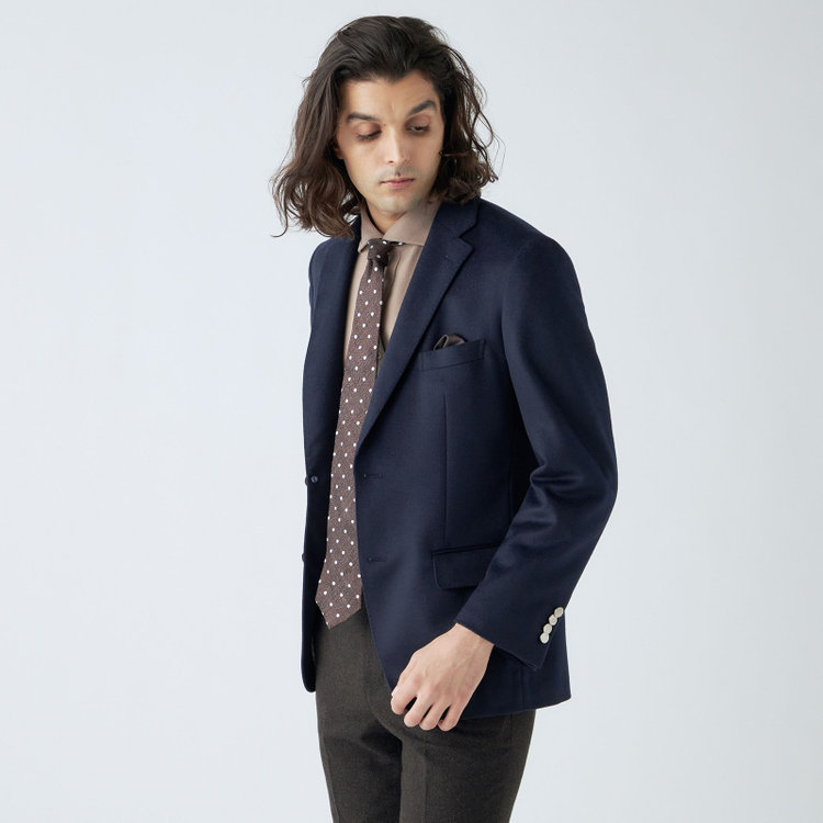 スタンリーブラッカ 【stanley blacker new york】【秋冬】2釦シングルミルドフィニッシュ紺ブレザー/ネイビー 紺濃色