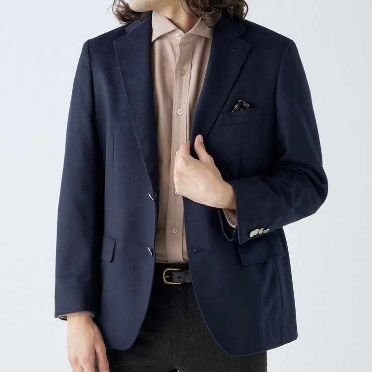 スタンリーブラッカ 【stanley blacker new york】【秋冬】2釦シングルミルドフィニッシュ紺ブレザー/ネイビー 紺濃色