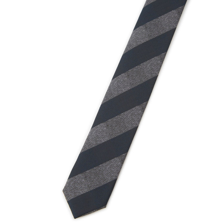 ジョンピアース 【JOHN PEARSE White】シルクポリエステルストライプ柄ネクタイ/8.0㎝幅/グレー その他