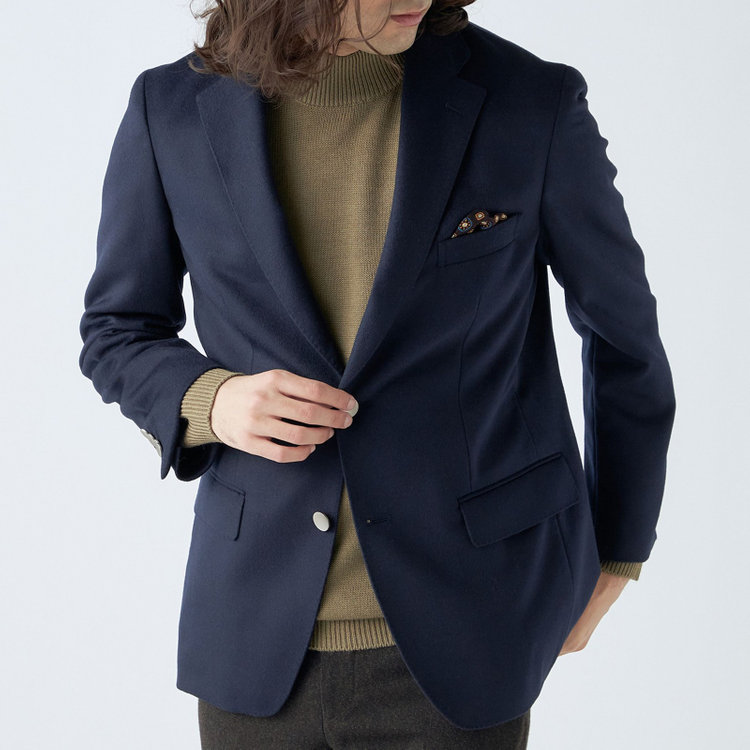 スタンリーブラッカ 【stanley blacker new york】【秋冬】2釦シングルミルドフィニッシュ紺ブレザー/ネイビー 紺濃色