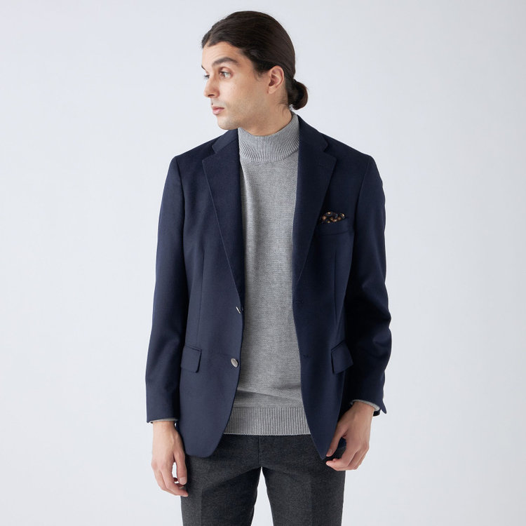 スタンリーブラッカ 【stanley blacker new york】【秋冬】2釦シングルミルドフィニッシュ紺ブレザー/ネイビー 紺濃色