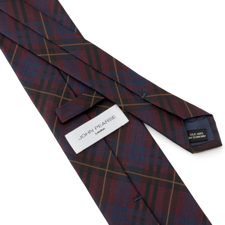 ジョンピアース 【JOHN PEARSE White】シルクチェック柄ネクタイ/8.0㎝幅/ワイン その他
