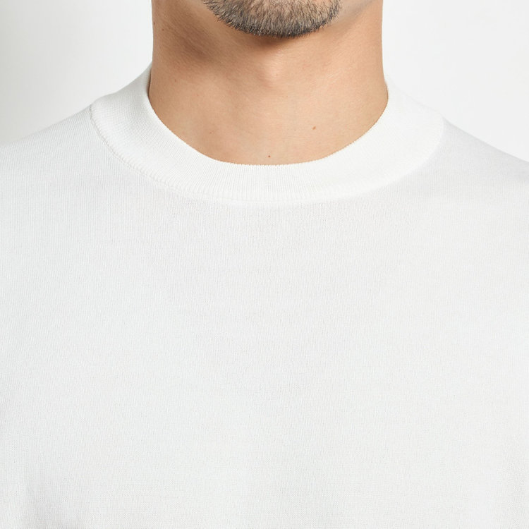 ジョンピアース 【JOHN PEARSE comfort navy】【半袖】ニットTシャツ/ホワイト 白