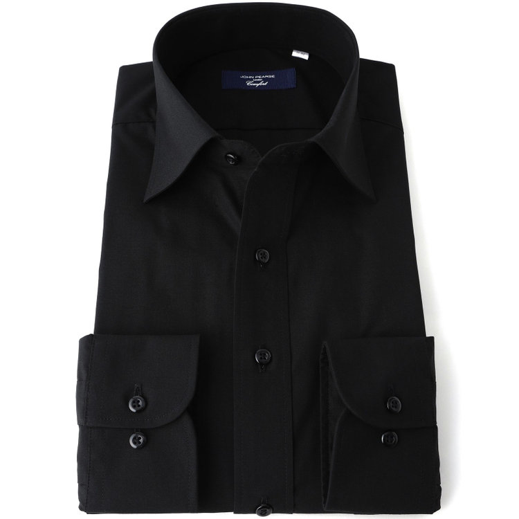 ＪＰコンフォート ネイビー 【JOHN PEARSE comfort navy】【STYLISH】【形態安定】ワイドカラーワイシャツ/ブラック 黒