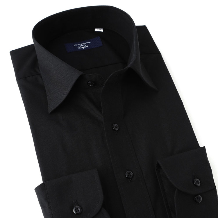 ＪＰコンフォート ネイビー 【JOHN PEARSE comfort navy】【STYLISH】【形態安定】ワイドカラーワイシャツ/ブラック 黒