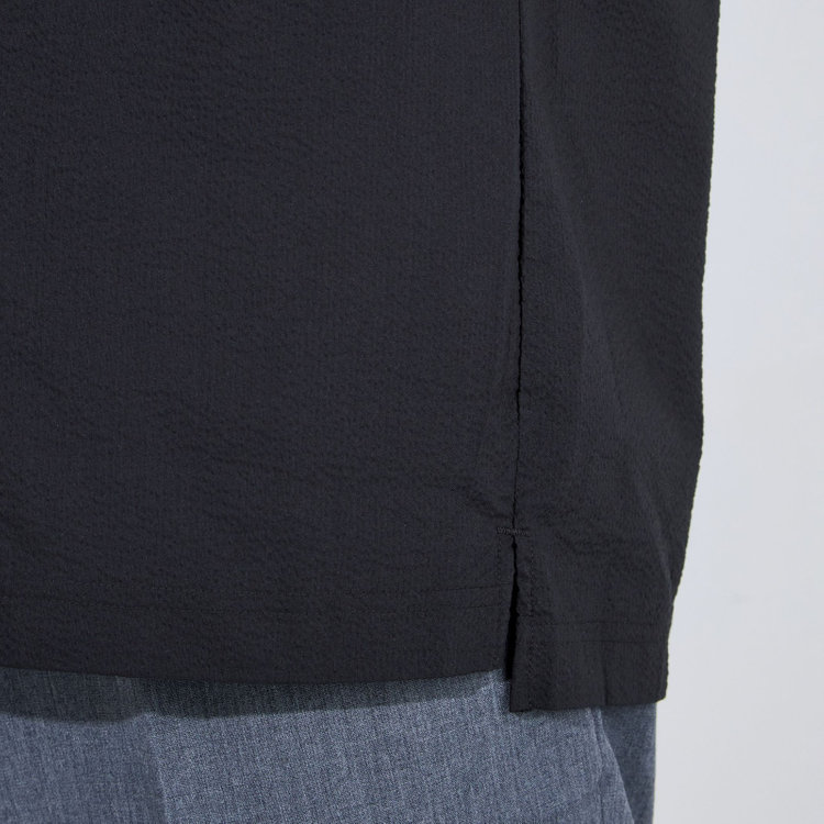 ＪＰコンフォート ネイビー 【半袖】【JOHN PEARSE comfort navy】ホリゾンタルワイドビズポロシャツ プルオーバータイプ/ブラック×シアサッカー 黒