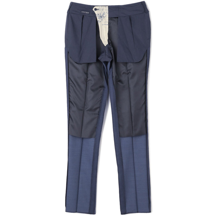スタンリーブラッカ 【stanley blacker new york】【春夏】1タックパンツ/ネイビー×シャドーストライプ/ウエストムーブ仕様/※裾上げ必要 紺中間