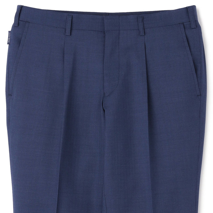 スタンリーブラッカ 【stanley blacker new york】【春夏】1タックパンツ/ネイビー×シャドーストライプ/ウエストムーブ仕様/※裾上げ必要 紺中間