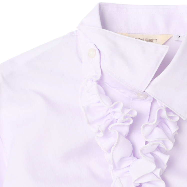 ナチュラル　ビューティー 【NATURAL BEAUTY】ギャザー＆フリル取り外しブラウス/パープル×ドビーツイル 紫淡色