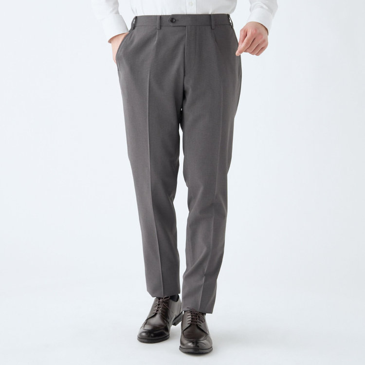 ＪＰ コンフォート 【JOHN PEARSE comfort】【春夏】2釦シングルスーツ ショートタック/グレー×ハウンドトゥース/ULTRA MOVE/TRABEST/ウエストシャーリング仕様/ウォッシャブル/ストレッチ/※裾上げ必要 グレー濃色