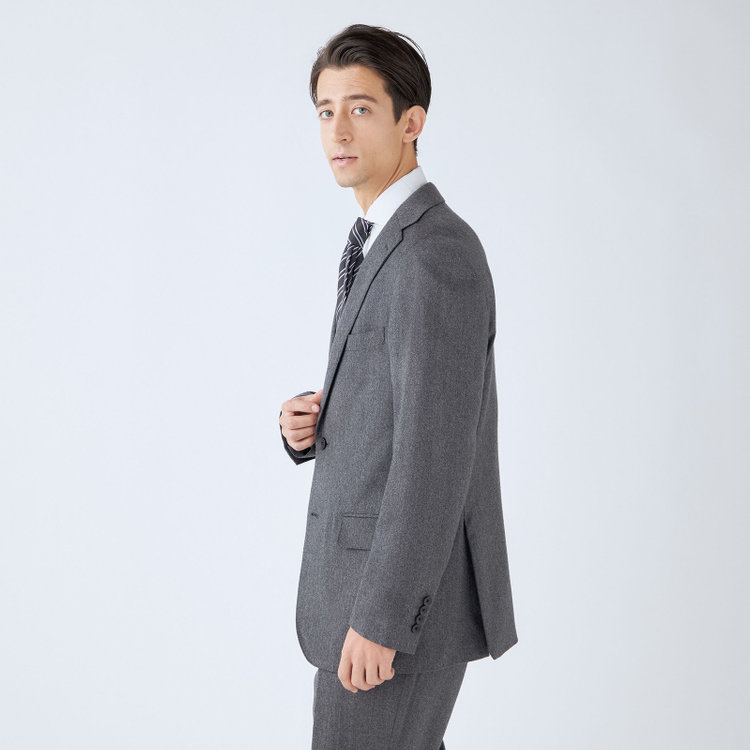 ＪＰ コンフォート 【THE 神 SUIT】【JOHN PEARSE comfort】【秋冬】2釦シングルスーツ ショートタック/グレー/ウエストムーブ/REDA ACTIVE/NEW ZEALAND MERINO/SHOWER CLEAN/※裾上げ必要 グレー中間