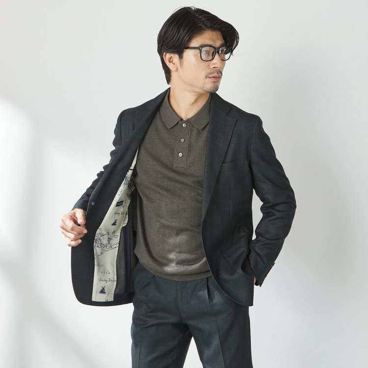 スタンリーブラッカ 【stanley blacker new york】【秋冬】2釦ジャケット 黄淡色