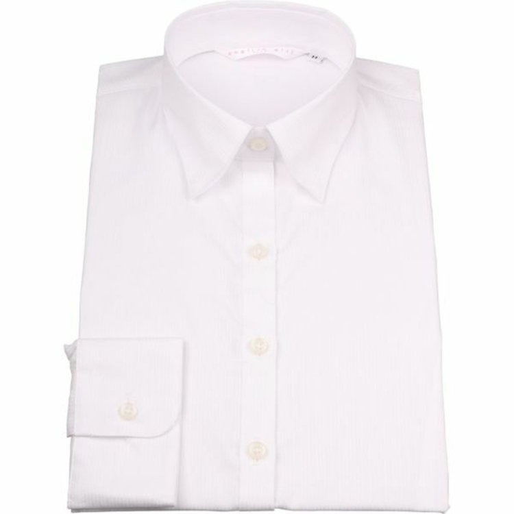 【english girl by J.P.】レギュラーカラーブラウス/ホワイト×ドビーストライプ