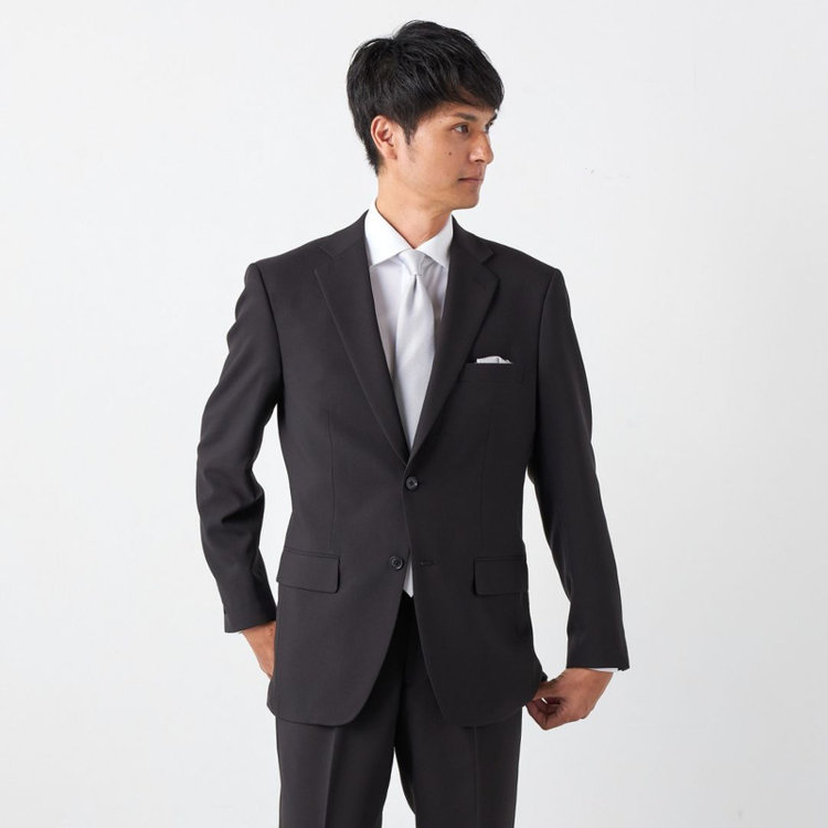 ソノタ（KONAKA用） 【発送在庫あり】【ベーシックシルエット】【年間】２釦シングルフォーマル 1タックパンツ /ウォッシャブル /ウエストアジャスター付 /※裾上げ済仕様 黒