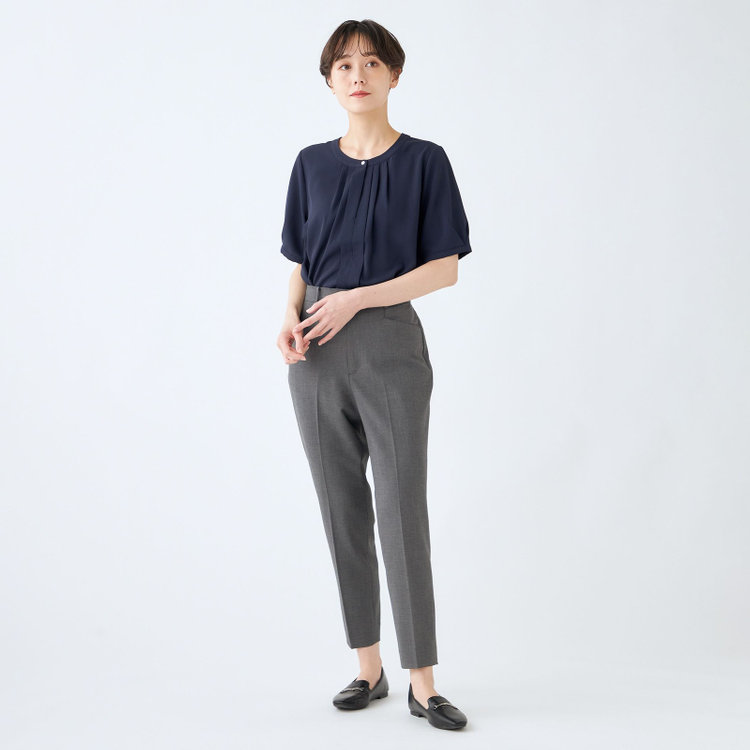 ナチュラル　ビューティー 【NATURAL BEAUTY】【年間】テーパードパンツ/グレー/ウエストストレッチ/※裾上げ済み仕様 グレー濃色