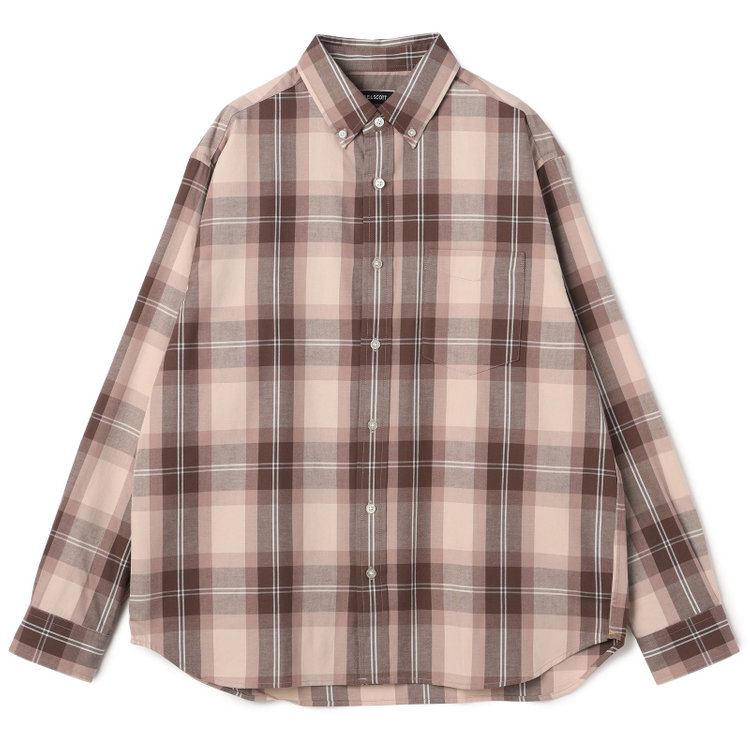 ライル＆スコット 【LYLE&SCOTT】【長袖】ボタンダウンカジュアルシャツ/ブラウン×チェック 赤中間