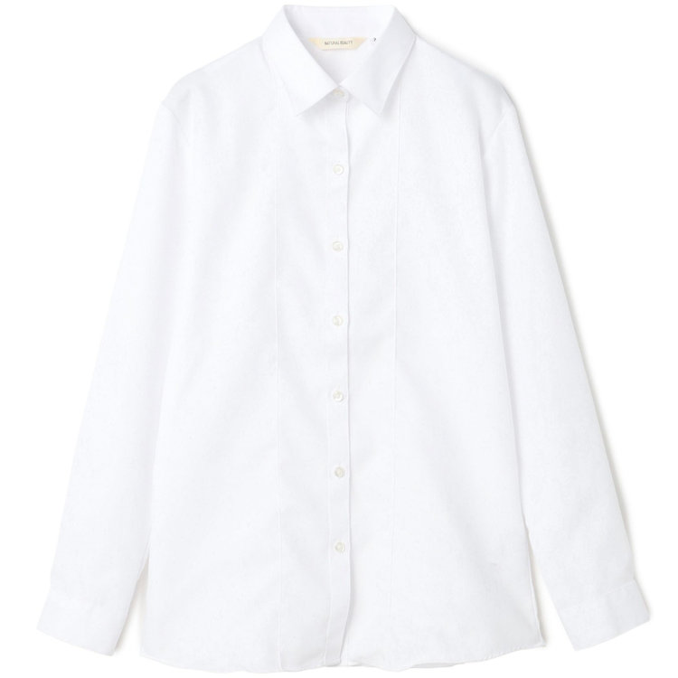 ナチュラル　ビューティー 【NATURAL BEAUTY】リボン取り外しブラウス/ホワイト×ドビー 白