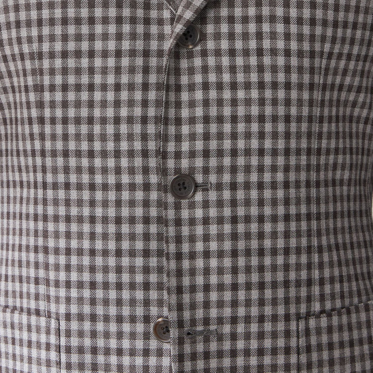 スタンリーブラッカ 【stanley blacker new york】【秋冬】3釦段返りジャケット/ギンガムチェック 茶中間