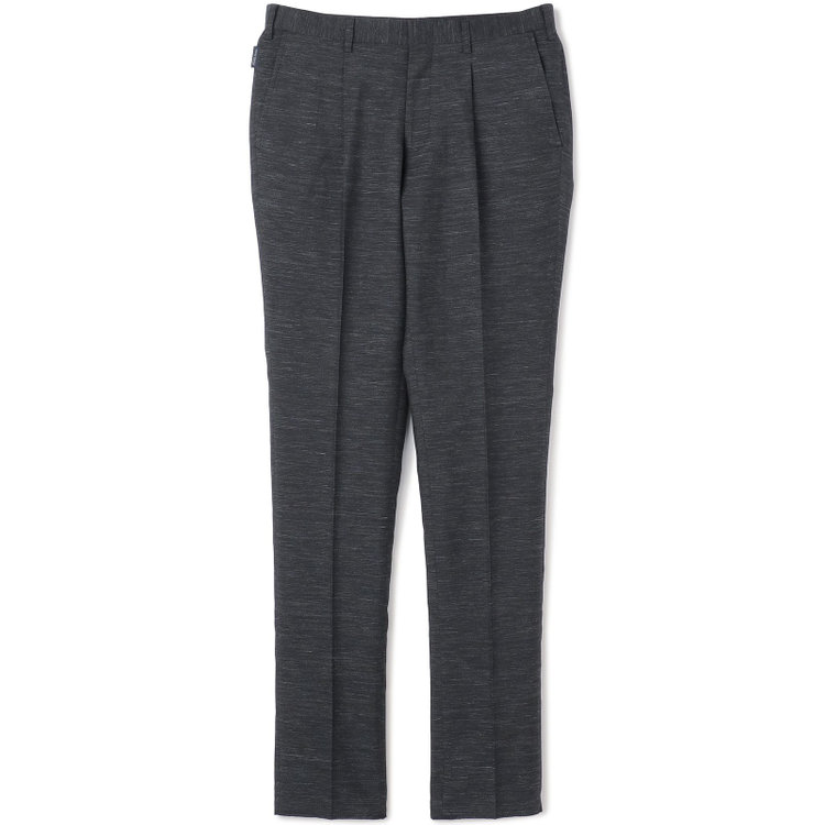 スタンリーブラッカ 【stanley blacker new york】【春夏】リネンブレンド1タックスラックス/ダークグレー/ウエストムーブ仕様/※裾上げ必要 グレー濃色